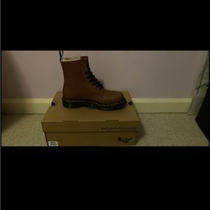 fuzzy brown doc martens. Never worn in original box. They can also fit a size 7